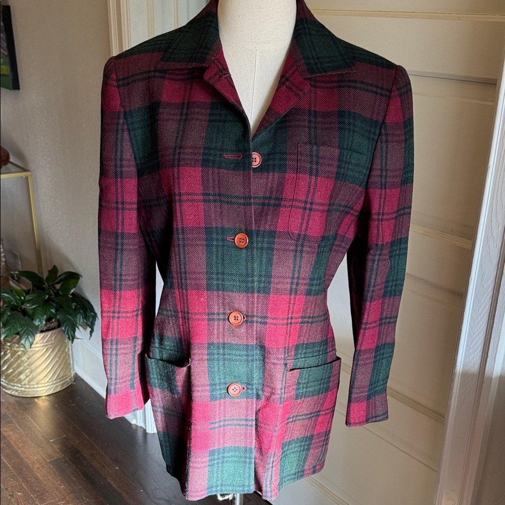Vintage Burberry Plaid alpaca wool Jacket